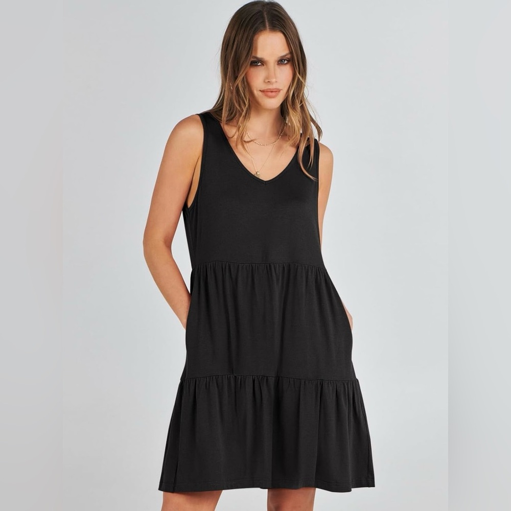 ANRABESS Womens Casual Tank Dress Sleeveless V Neck T Shirt Sundress Medium - Picture 8 of 11
